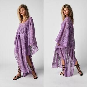 NWT SUNDRESS HELENE LAVENDER LILAC CROCHET SEQUINS CAFTAN KAFTAN f